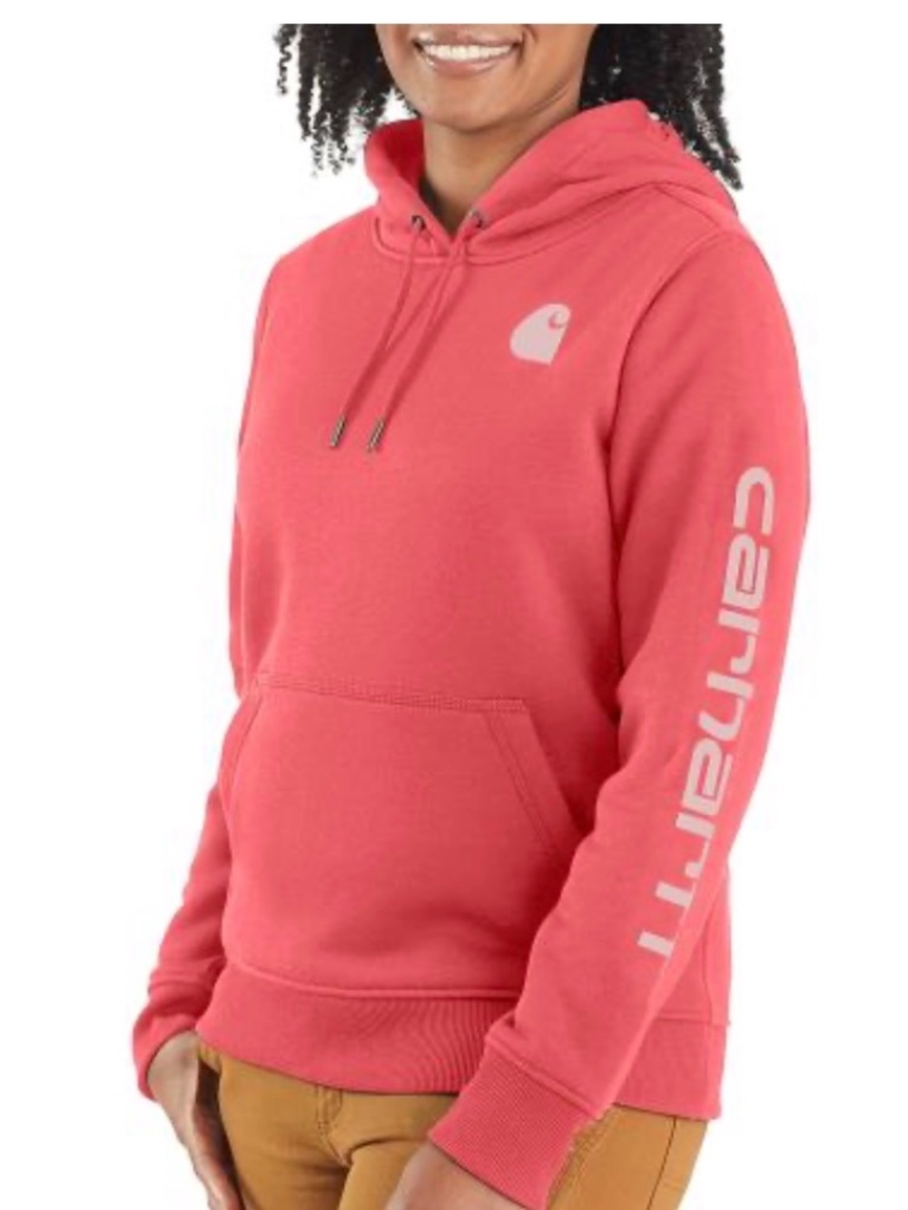 Carhartt 102791 -NWT Women's Clarksburg Graphic Coral Logo  Sleeve Relaxed SZ S